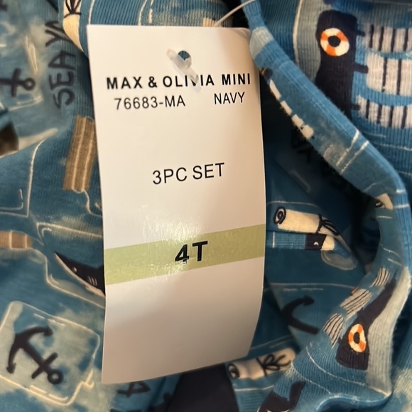 Max and Olivia 3 Piece Boys Pajama Set NWT - Picture 3 of 4